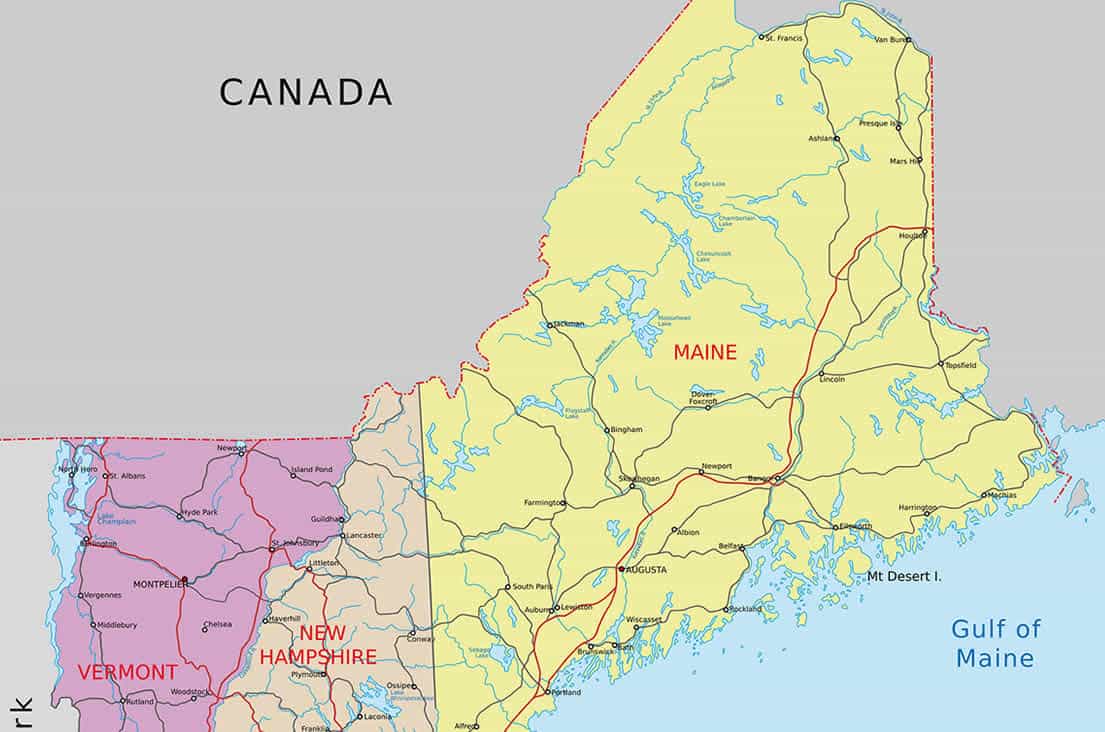 Landkarte Bundesstaat Maine